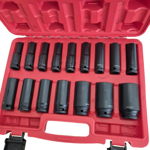 Krachtdoppenset lang 16 delig 1/2"