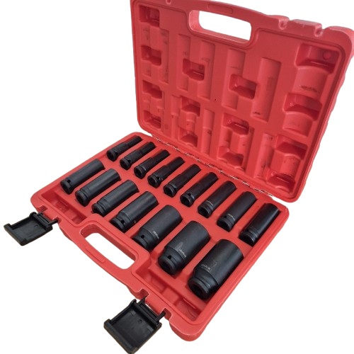 Krachtdoppenset lang 16 delig 1/2"