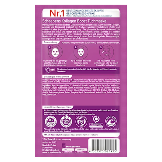 10 x Schaebens Gezichtsmasker Collageen Boost (doekmasker)