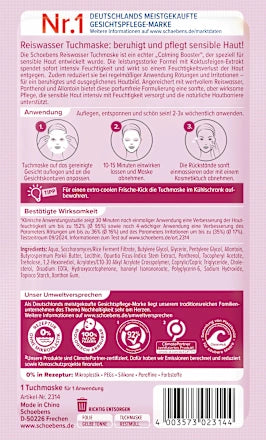 10 x Schaebens Gezichtsmasker Reiswater (doekmasker)