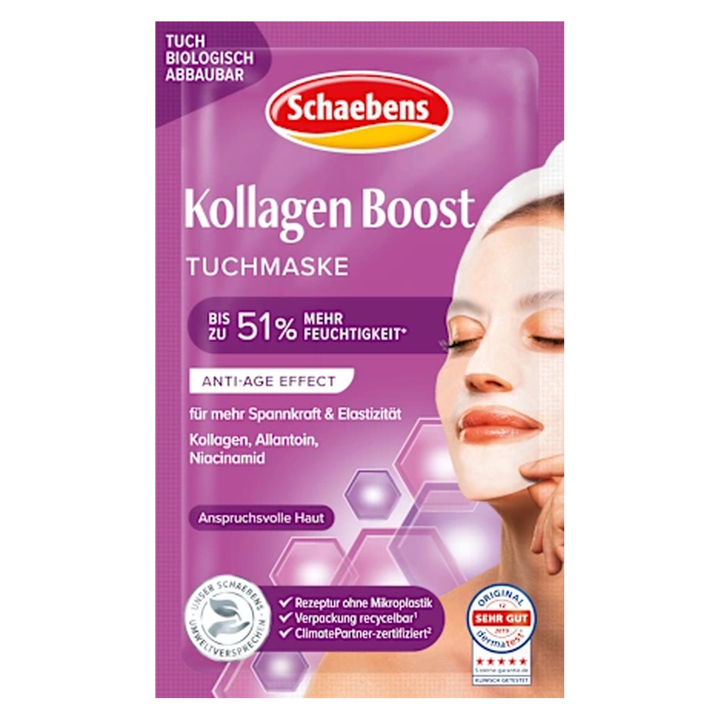 10 x Schaebens Gezichtsmasker Collageen Boost (doekmasker)